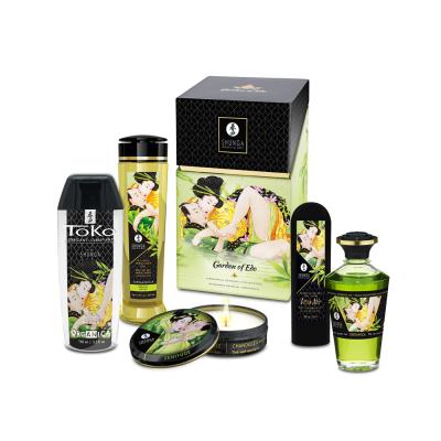 Ensemble Sensuel Jardin d'Edo avec huile de massage et gel sensibilisant.