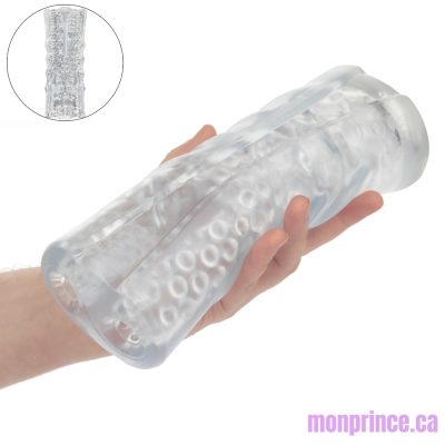 Masturbateur XL à double chambres Cyclone avec design transparent.