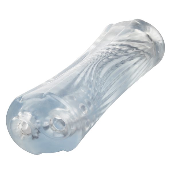 Masturbateur XL à Double Nervure de la collection Cyclone – Vue complète du design transparent.