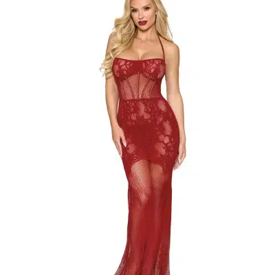 Robe BodyStocking Dreamgirl en dentelle stretch avec dos ouvert.