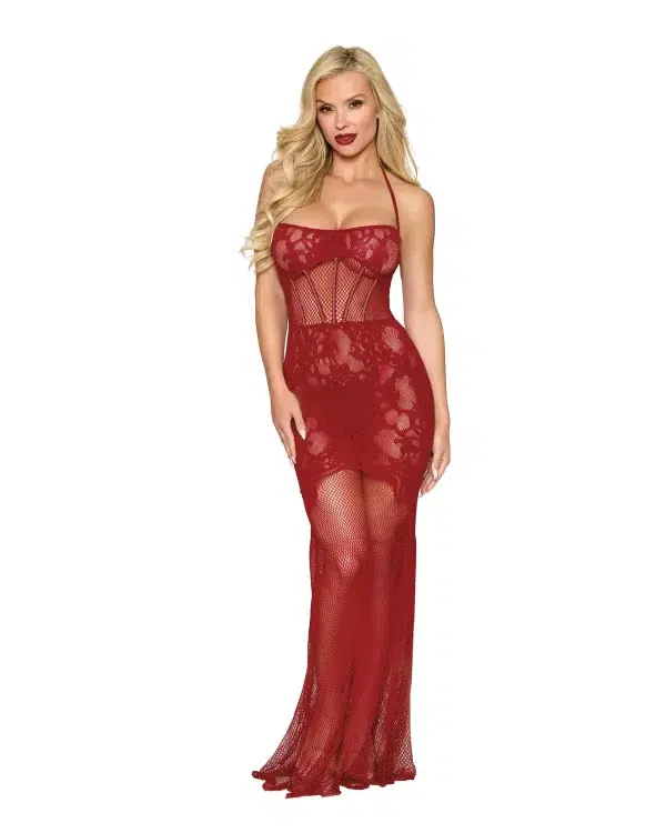 Robe BodyStocking Dreamgirl en dentelle stretch avec dos ouvert.