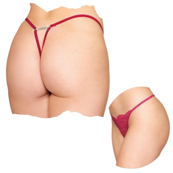 G-String en Dentelle Ouvert avec détail en strass au dos.
