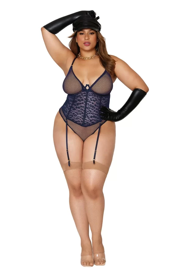 Teddy Léopard en Filet avec Porte-Jarretelles - 12763X - Grande Taille - Dreamgirl – Image 2