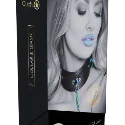Vue du collier ajustable en cuir PU de la collection Venice.