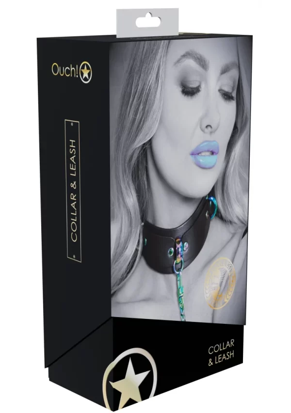 Vue du collier ajustable en cuir PU de la collection Venice.