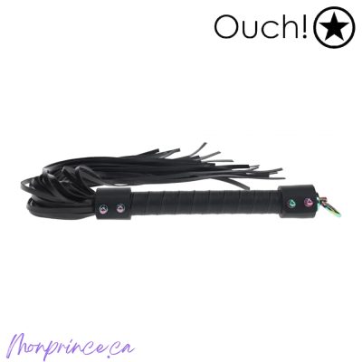 Vue détaillée du Fouet de la Collection Venice de Ouch! avec finition iridescente.