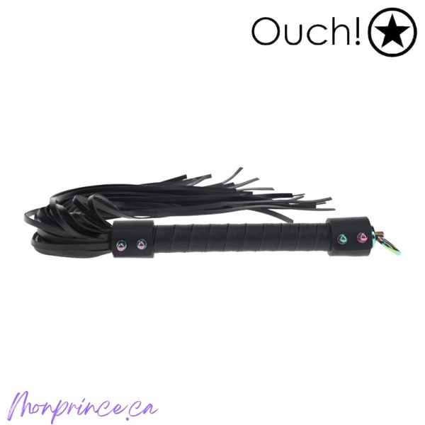 Vue détaillée du Fouet de la Collection Venice de Ouch! avec finition iridescente.