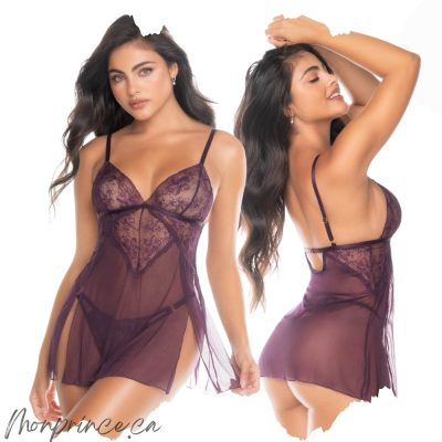 Babydoll Mapalé en maille transparente avec dentelle souple.