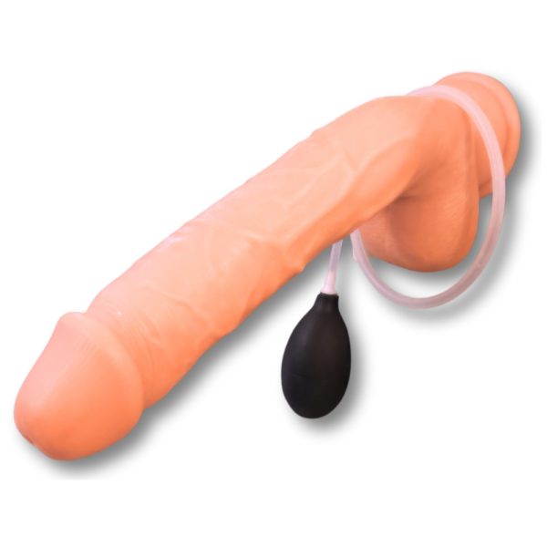 Ejaculator Vibe 10 prêt à l’utilisation avec poire remplie et tube connecté.