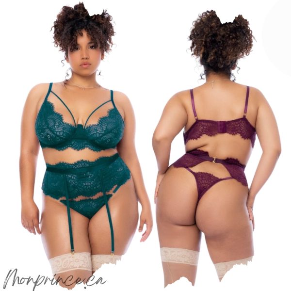 Ensemble 3 Pièces en Dentelle - 8866X - Grande Taille - Mapalé