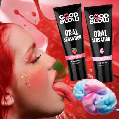 Gel Comestible indiquant la saveur Fraise ou Barbe à Papa.