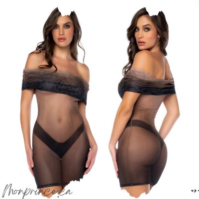Robe transparente ombrée Mapalé avec encolure off-the-shoulder.