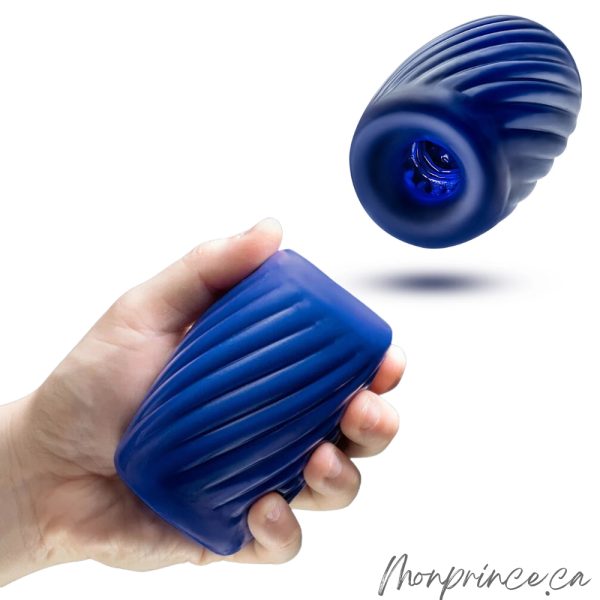 Masturbateur de Poche Autolubrifié Turbine en bleu.