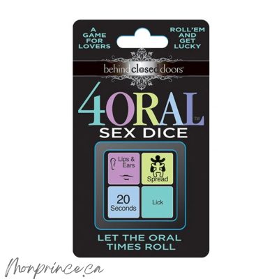 Ensemble des 4 Oral Sex Dice avec couleurs vives et instructions imprimées.