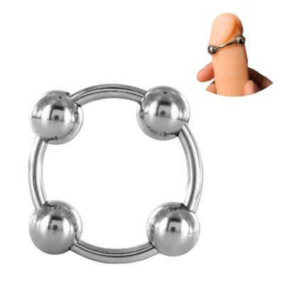 « Anneau de Gland avec 4 Boules Xbliss en acier inoxydable, vue de face »