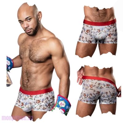 Boxer en mesh festif Male Power avec imprimé Père Noël.