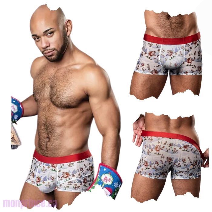 Boxer en mesh festif Male Power avec imprimé Père Noël.