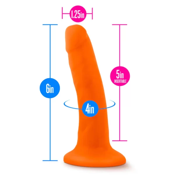 « Vue latérale du Gode Neo, dimensions 6 in total et 5 in insérable »