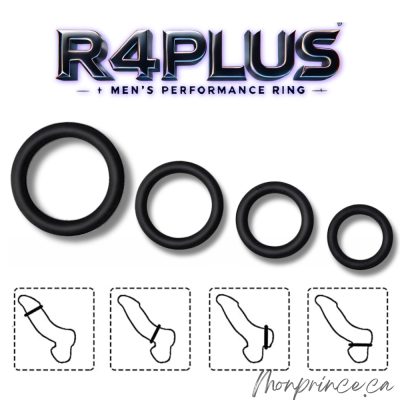 Pack R4Plus – Ensemble de 4 anneaux en silicone noir et blanc.
