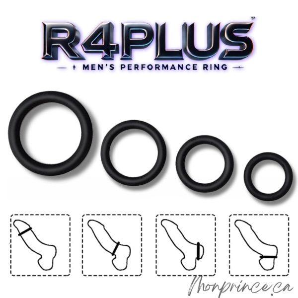 Pack R4Plus – Ensemble de 4 anneaux en silicone noir et blanc.