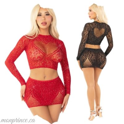 « Ensemble Wildest Dreams de Leg Avenue – Crop top en dentelle et jupe mini »