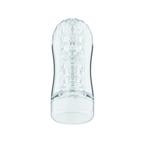 "Détail du boîtier en ABS transparent du QuickShot Portable Cup Lingered, assurant une prise en main ergonomique et un rangement discret."