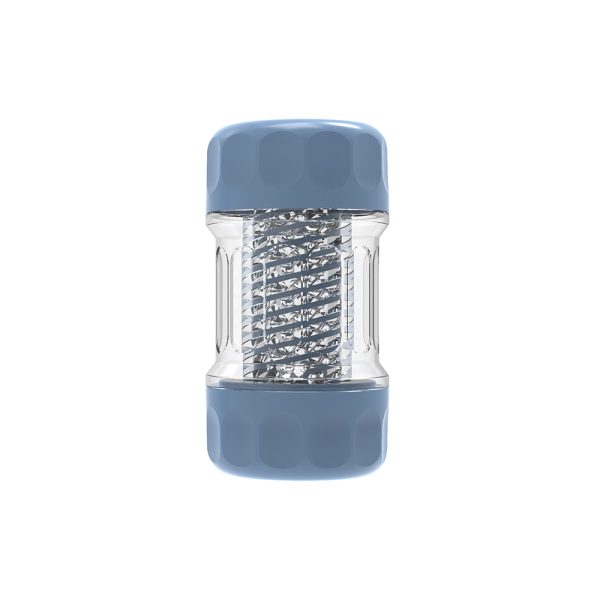 "Masturbateur Spiral Cup Strong Edition Nubble en TPE et ABS transparent, montrant son design torsadé et innovant."