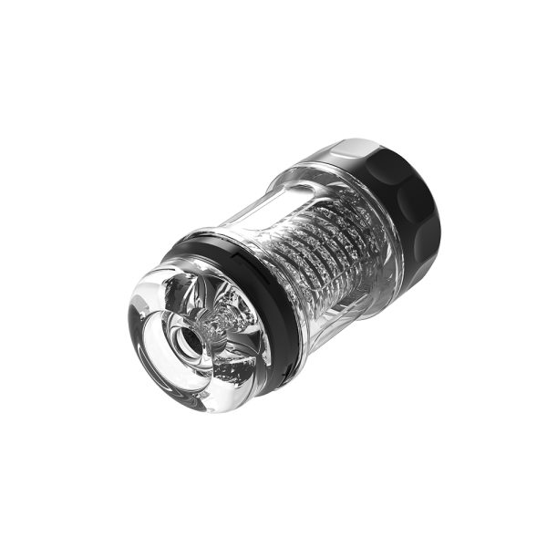 "Détail du boîtier en ABS transparent du Spiral Cup Strong Edition Square, permettant de visualiser l’action pendant l’utilisation."