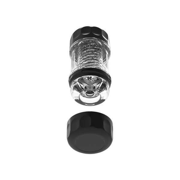 "Détail du boîtier en ABS transparent du Spiral Cup Strong Edition Square, permettant de visualiser l’action pendant l’utilisation."