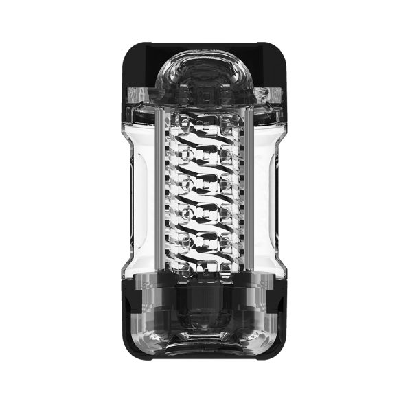 "Masturbateur Spiral Cup Strong Edition Square en TPE et ABS transparent, illustrant son design torsadé et innovant."