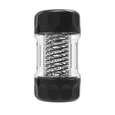 "Masturbateur Spiral Cup Strong Edition Square en TPE et ABS transparent, illustrant son design torsadé et innovant."