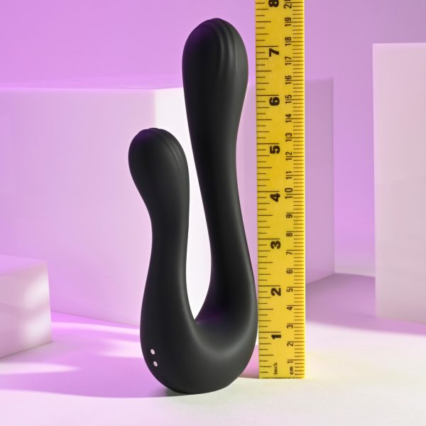 « Vue latérale du sextoy avec base stable pour rangement discret »