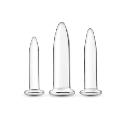 "Crystal 3pc Trainer Kit, détail verre lisse pour dilatation, gros plan, Québec Canada."