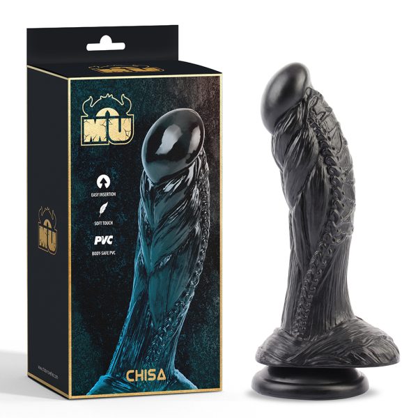 Dildo incurvé texturé avec ventouse robuste