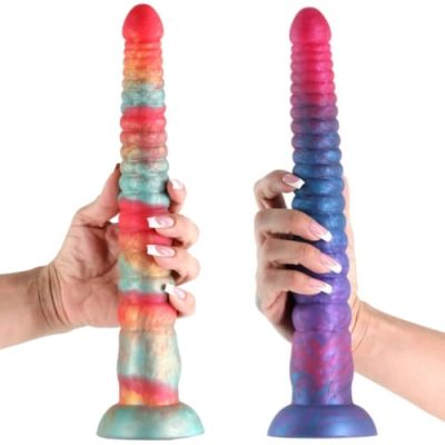 "Dildo Stacked 12 tri-couleur en silicone liquide – Accessoire érotique Canada | Boutique Érotique Le Prince"
