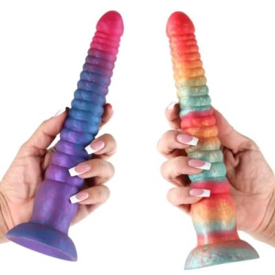 "Dildo Stacked 9 tri-couleur en silicone liquide – Accessoire érotique Canada | Boutique Érotique Le Prince"