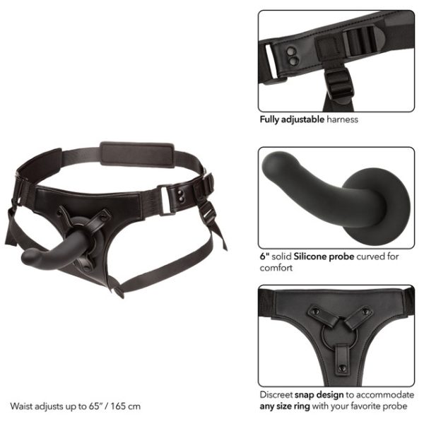 "Sextoy Onyxxx avec harnais et poche interne, vue angle, Boutique Le Prince Québec."