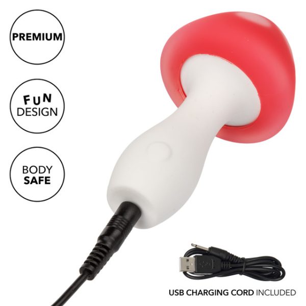 "Masseur Muff Shroom rechargeable USB, détail champignon, Québec Canada."