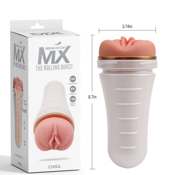 "Masturbateur The Rolling Burst : DREAM OF CUP en T-Skin et ABS, montrant son design réaliste et ses dimensions optimisées."