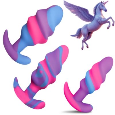 "Plug Anal Unicorn Swirl Creature Cocks 3 tailles, vue complète, Boutique Le Prince Québec."
