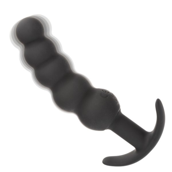 "Boundless X5 Plug perlé silicone courbé prostate, gros plan, Québec Canada."