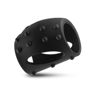 "Gaine pénienne vibrante Sidekick Renegade silicone noir, vue de face, Boutique Le Prince Québec."