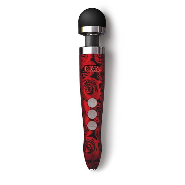 Doxy Die Cast 3R rouge imprimé roses, vibromasseur personnalisable