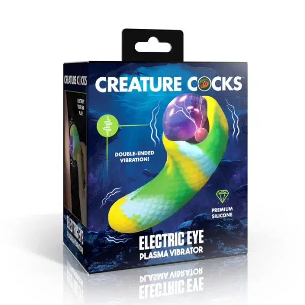 « Packaging premium du Creature Cocks Electric Eye Plasma Vibrator par Boutique Érotique Le Prince ».