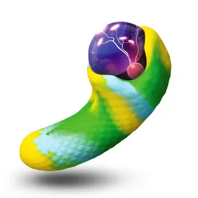 « Gros plan sur l’œil plasma rose électrique du Creature Cocks Electric Eye Plasma Vibrator »