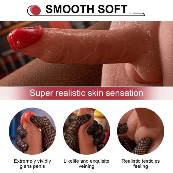 « Zoom sur la texture douce et super élastique du TPE, imitant la peau humaine »