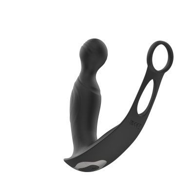 Stimulateur anal noir avec double anneau pour érection