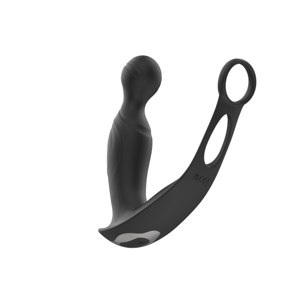Stimulateur anal noir avec double anneau pour érection
