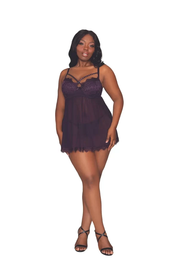 vue dos agrafe réglable babydoll