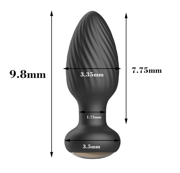 Plug anal noir rotatif 360° avec télécommande – Dimensions